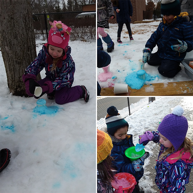 making snow volcanoes 